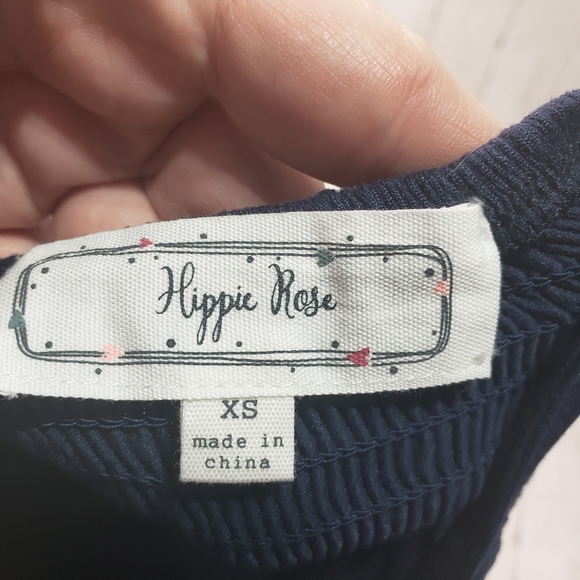 New! Hippie Rose Navy Blue Smocked Tank Top Sz XS - Picture 4 of 5